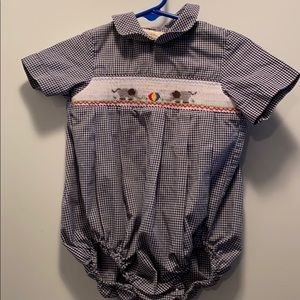 Gingham smocked bubble